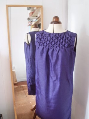 Simplicity 4826 Purple Smocked Frock - upcycle skirt to dress