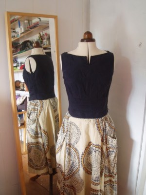 boat neck top upcycle linen trousers to top