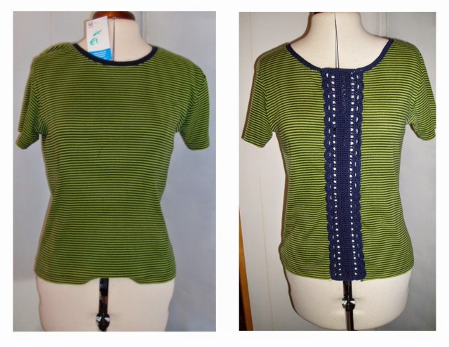 refashion upcycle tee shirt crochet panel