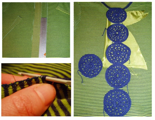 upcycle tee shirt crochet panel