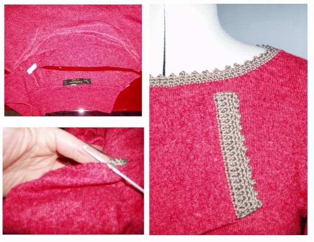 upcycle sweater crochet trim