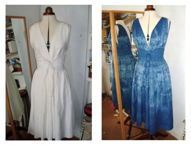 vogue 7568 shibori sheet dress